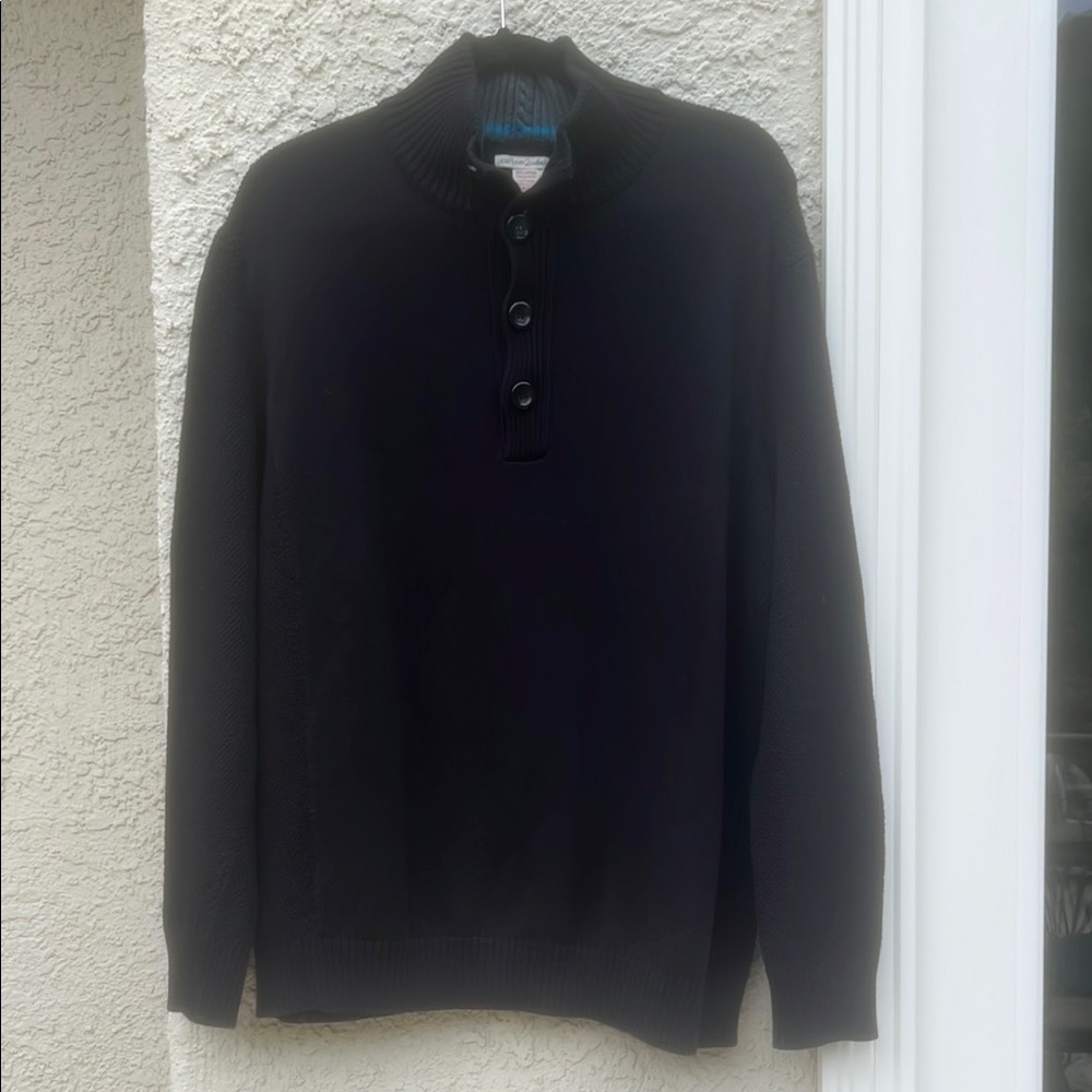 Carbon2Cobalt Men's Black 1/4 Button up Knit Sweater Size XL